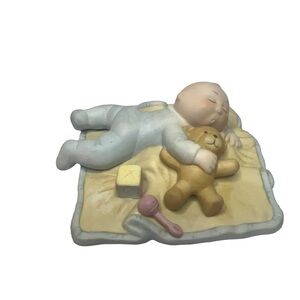 Vintage Charming Cabbage Patch Baby Figurine with Teddy Bear